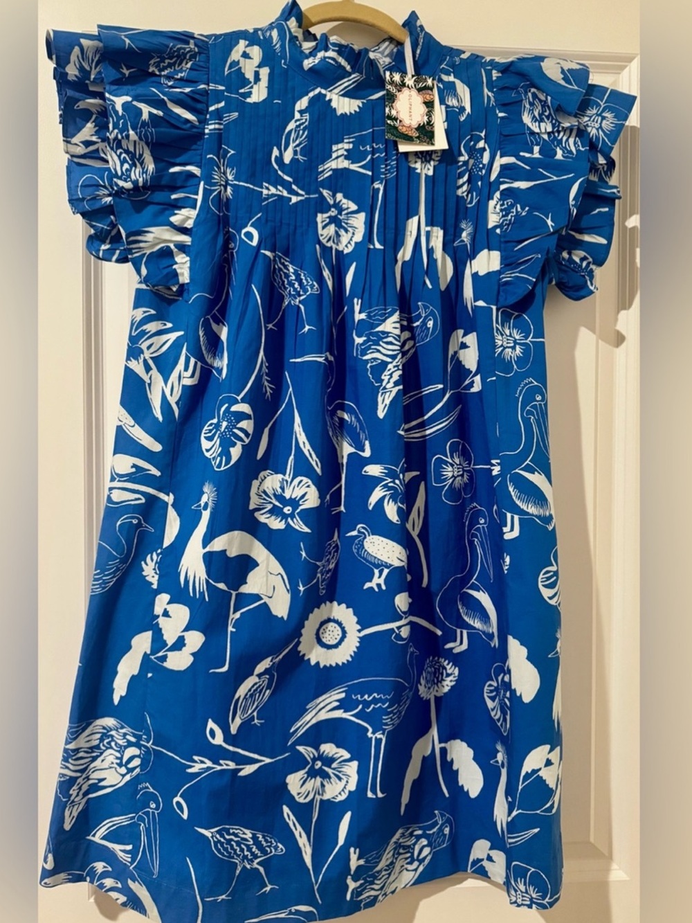Oliphant Pintuck Flirty Dress Audubon Blue NWT Small